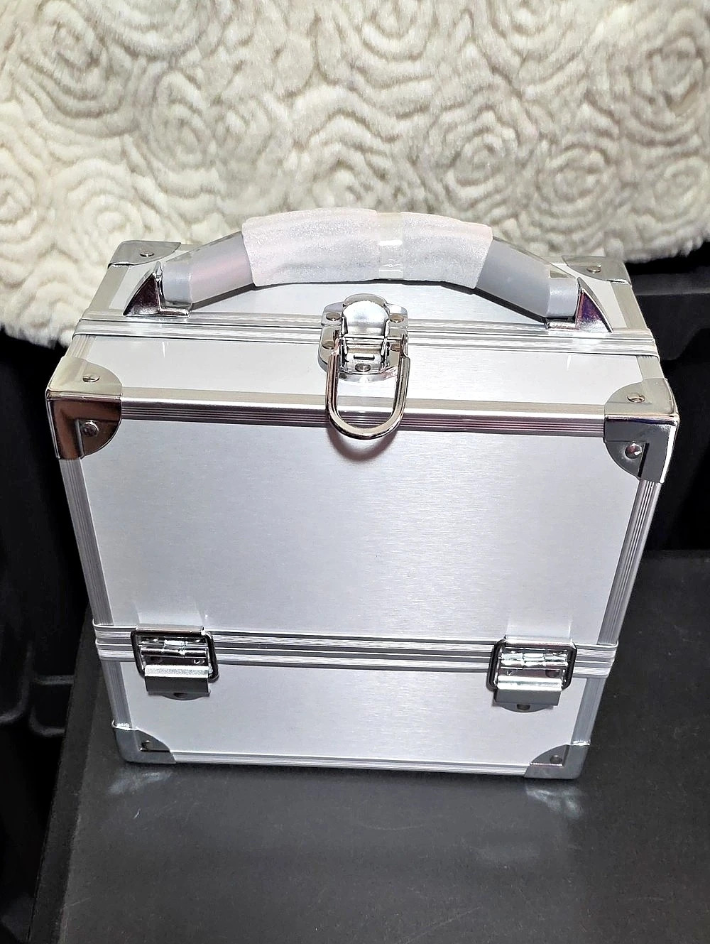 Silver Train Case Cosmetic Organizer